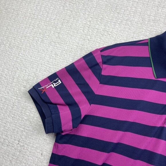 RLX Ralph Lauren Polo Shirt Mens Large Purple / Blue Striped Stretch Preppy Golf - Picture 3 of 16